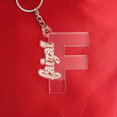 Clear Acrylic Custom Name Initial Keychain (2 Nos)